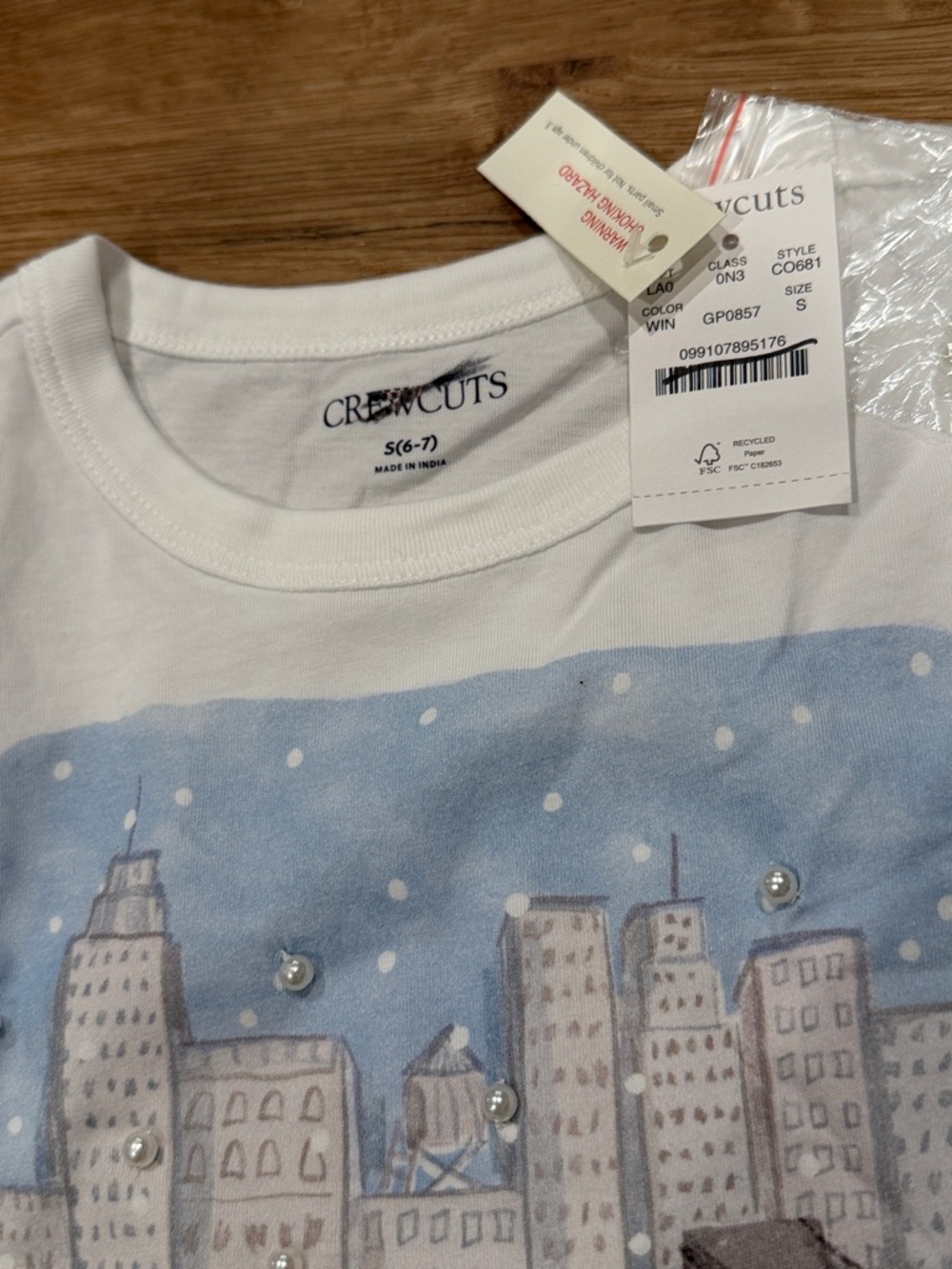J Crew Crewcuts Girls' long-sleeve NYC holiday graphic T-shirt with sequins - Picture 6 of 7